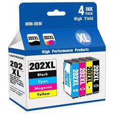 202XL 4PK(Y/M/C/BK) Ink Replacement for 202XL XP-5100 WF-2860 Printers picture