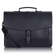 ESTARER Men's Leather Briefcase 15.6 Inch Laptop Computer Inch, Black picture