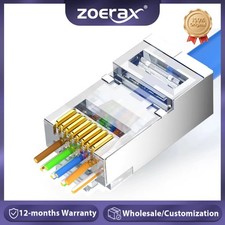  ZoeRax 100PCS Pass Through RJ45 Connector, Cat6 Cat6a Shielded Modular Plug picture