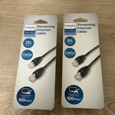 📀 Philips Streaming Internet Cable (3ft. Cat5e) LOT OF 2 NEW picture