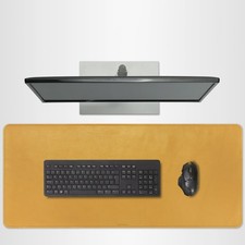 DAREhue Full Grain Genuine Leather – Mustard Yellow (XL) - Premium Desk Mat with picture