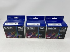 Epson 702 Dura Brite Color Ink Cart. Combo Pk Cyan Mag Yell  Lot of 3 exp 05/26 picture