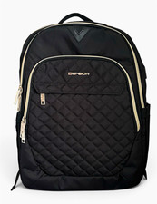 EMPSIGN Black Geometric Quilted 17in Laptop Backpack Padded Polyester picture