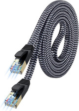 Cat 7 Ethernet Cable 25Ft - Nylon Braided Flat High Speed Internet Cable LAN picture