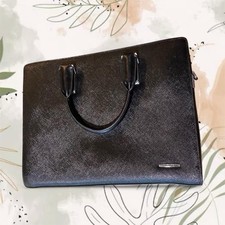 BOSTANTEN Black Top Handle Satchel Zip Closure Detachable Strap Inner Pockets picture