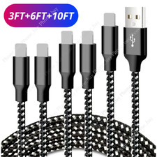 3 Pack USB Charger Cable Braided For iPhone 13 12 11 XR 8 7 6 Fast Charging Cord picture