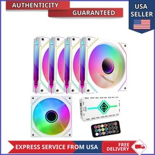 5 Pack 120mm PWM ARGB White Case Fans with Hub and Remote Control picture