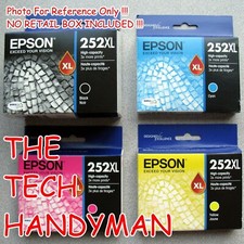 4-PACK EPSON GENUINE 252XL BLACK & COLOR INK (NO RETAIL BOX) WORKFORCE WF-3620 picture