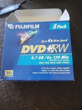 Fujifilm DVD+RW 5 Pack 4.7GB 120 Min Rewritable Blank Discs NEW ONLY 4 INCLUDED picture