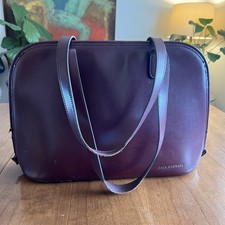 Jack Georges Burgundy Italian Leather Laptop Briefcase Shoulder Bag picture