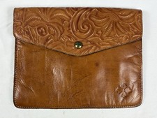 Patricia Nash Burnished Tooled Italian Leather Mini Tech iPad Portfolio EUC picture