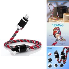 12AWG Audio Power Cable 3-Prong Rhodium Plated Plugs 125V 15A 1.5M picture