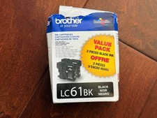 2 Pack Brother LC61BK 61 Genuine Ink Cartridges BLACK, NEW EXP 2028 - Open Box picture