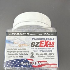 Platinum Tools ezEX48 Pass-Through RJ45 Connectors Gold Plated Clear 100pk picture