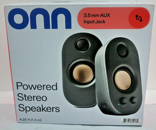 onn  Powered Stereo Speakers, 2pk, 3.5mm AUX Input Jack picture