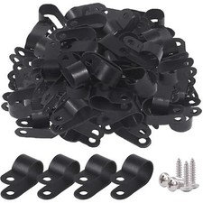 120pcs 1/2 Inch Black Nylon Screw Mounting Rtype Cable Clip Wire Clamp With 120p picture