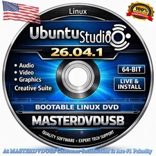 Ubuntu Studio 26.04.1 DVD Live Installer Color HD Label – 256SHA Fast Shipping picture