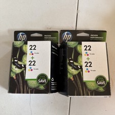 HP 22 Tri-Color Ink Twin Pack CC580FN Exp 2015 Genuine Sealed Box Lot Of 2 picture