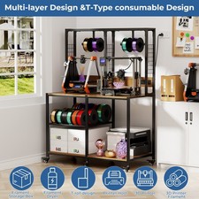 Double 3D Printer Stand with Filament Storage Heavy Duty Metal Frame Workbench picture