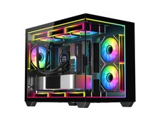 DIYPC IDX4-MicroATX-ARGB Black USB3.0/ Type C Tempered Glass Micro ATX Gaming picture