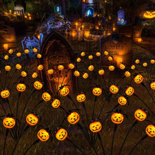 Halloween Decorations Outdoor 2 Pack Solar Lights, 12 LED Scary Pumpkin Swaying picture