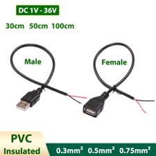 USB DC Power Supply Cable Male Female Connection Adapter Wire 0.3/0.5/0.75mm² picture