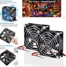 80mm x 25mm 12V DC Brushless Cooling Fan 2 Pin 2 Pack with Grill 2800 RPM picture