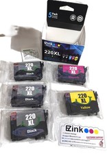 220XL Ink Cartridges EZINK 5 PACK 3X BLACK 1 YELLOW 1 MAGENTA * Open Box Sealed picture
