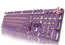 EWEADN Typewriter Style Mechanical Gaming Keyboard, Wired Mechanical Purple picture