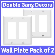 2 Pack Decorative Wall Plate Dual 2 Gang Switch Outlet Wallplate Cover White picture