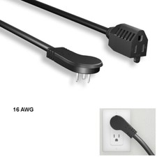 10PCS 1ft 16AWG Low Profile Angled Power Extension Cable NEMA 5-15P/R 13A/125V picture