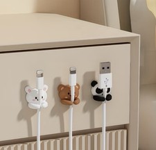 3Cute Animal Cable Holders Organizer Kawaii Bear Panda Desk Wire Clip New  picture