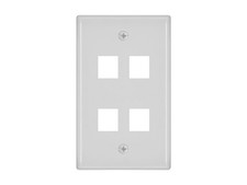 (9 PCS.) MONOPRICE P/N 6731. SINGLE GANG WALL PLATE, 4 HOLE, WHITE. NOS/NIB. picture