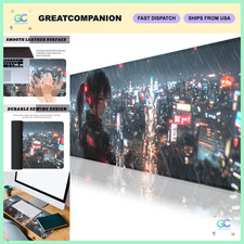 Futuristic Neon City Skyline Anime Girl Mouse Pad, Waterproof Non-Slip Desk Mat picture