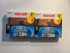 Maxell DVD-R Sparklers 4.7GB 8x 120min Lot 2 Packs 5pk Assorted Colors Discs picture