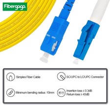 Fibergaga 30m 98ft OS2 SC/UPC to LC/UPC Fiber Patch Cable Single Mode Fiber picture