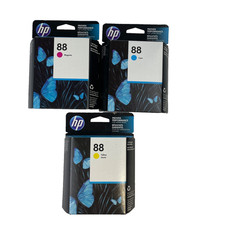 Lot of 3 Genuine Sealed HP 88 Color Ink Cartridges 2019-20 Cyan Magenta Yellow picture