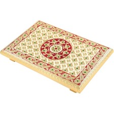 Handcrafted Multicolor Wooden Pooja Chowki | Traditional Puja Platform for Home picture