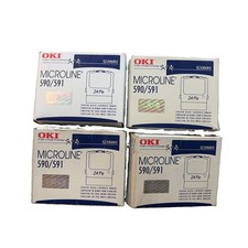 Lot of 4 OKI Microline 590 591 Black Ribbon Cartridge 52106001 Genuine NEW Rare picture