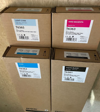 Set of 4 Genuine Epson Toner Cartridges magenta black cyan New Expired t636 picture