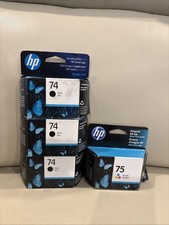 4 Pk GENUINE HP 74(3) & 75(1) CartridgePack Expired 03/25 - 05/25 - 04/26 picture