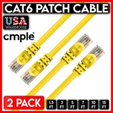 2 PCS Yellow Cat6 Cable Cat 6 Ethernet Patch Cord 10Gbps Internet Cable UTP Wire picture