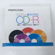 Memorex Cool Colors CD-R 52X 700 MB/Mo 80 Min 5 Pack UnOpened Never Used picture