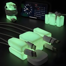 GlowBrick Weighted Steel Cord Holder, Cable Wrap & Desk Phone Organizer 2pk picture