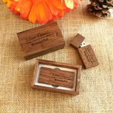 Custom Engraving Wood USB Flash Drive & Box, Wedding USB, Wedding Gifts, USB 2.0 picture