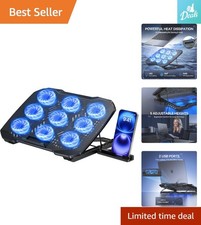 Laptop Cooling Pad with Height Adjustment, 9 Fans, Universal Fit 12-17