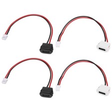 4pcs Type-C 2Pin Wire Square  USB-C Female Socket to PH2.0 Black White picture