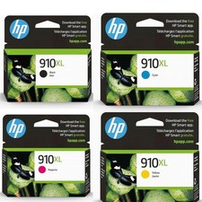 4 PACK HP GENUINE 910XL BLACK & COLOR INK OFFICEJET 8010e, 8028e, 8035e picture