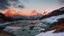 Landscape mountains lake sunset ice switzerland Custom Gaming Mat Desk picture