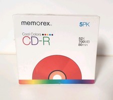 Memorex Cool Colors CD-R 5 Pack 52 x 700 MB 80 Minutes Brand New picture